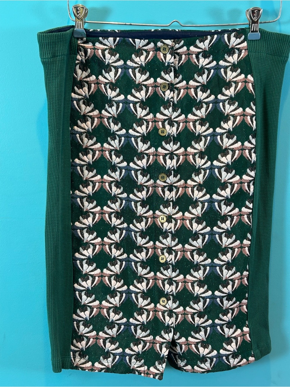 Anthropologie Dolan Green Button-Front Pencil Skirt